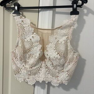 Zara Floral Lace Crochet Bralette - White